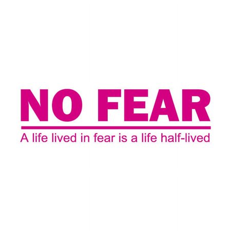 No Fear. A Life Lived in Fear is a Life Half-Lived Vinyl Quote - Small - Hot Pink