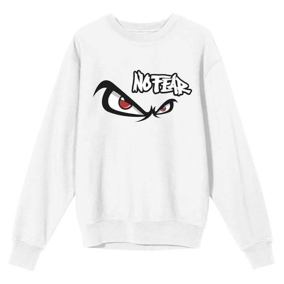 No Fear Angry Eyes Adult White Crew Neck Long Sleeve Sweatshirt
-Small