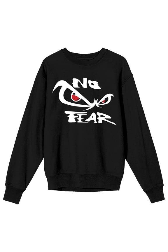 No Fear Classic Logo Adult Black Crew Neck Long Sleeve Sweatshirt-Large