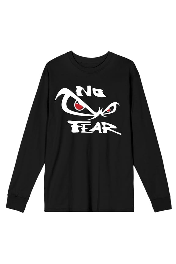 No Fear Classic Logo Adult Black Crew Neck Long Sleeve Tee-Medium