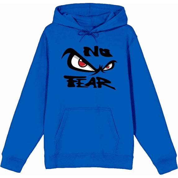 No Fear Classic Logo Adult Blue Long Sleeve Hoodie-Large