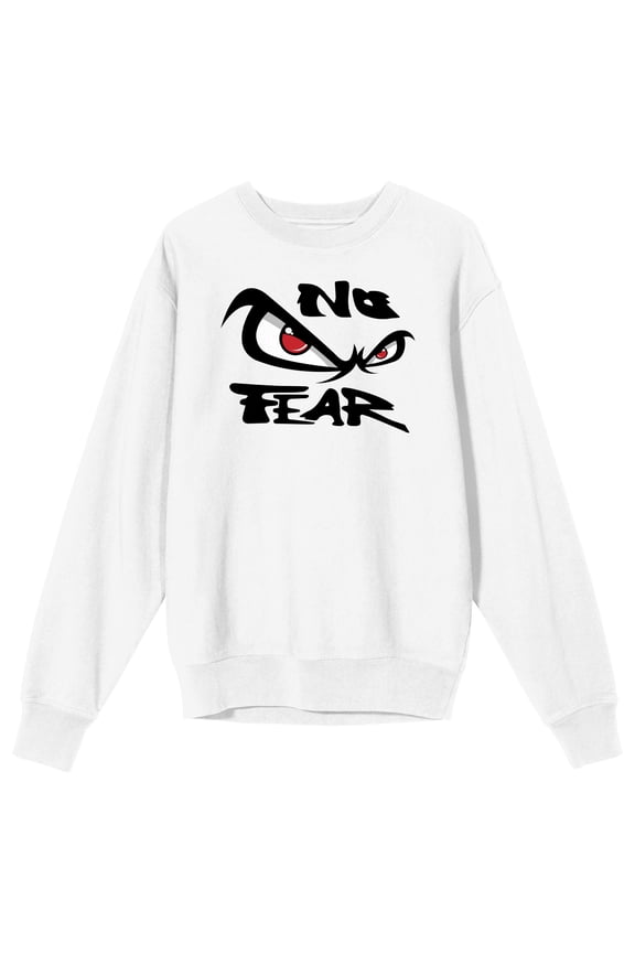 No Fear Classic Logo Adult White Crew Neck Long Sleeve Sweatshirt-Small