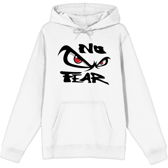 No Fear Classic Logo Adult White Long Sleeve Hoodie-Large