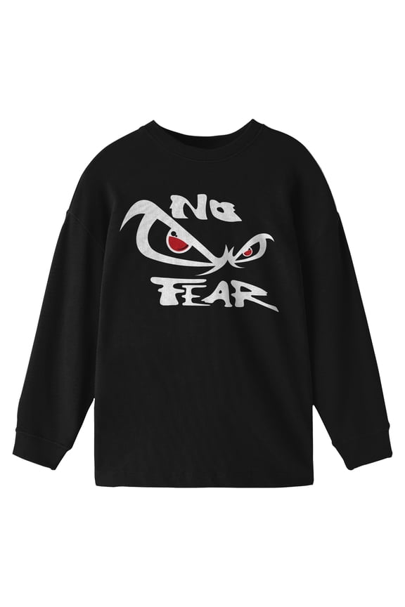No Fear Classic Logo Youth Black Crew Neck Long Sleeve Tee-Medium