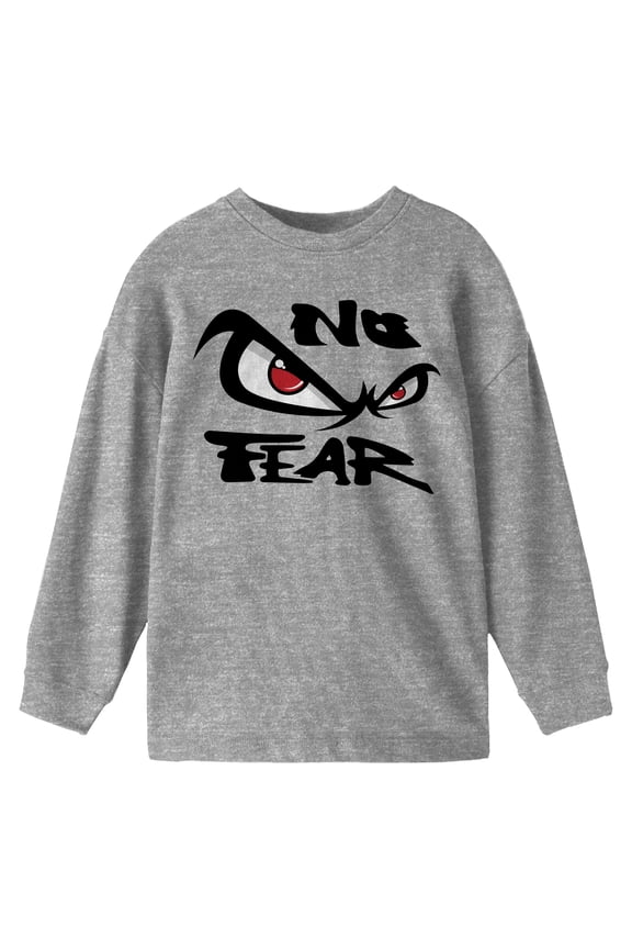 No Fear Eyes Logo Crew Neck Long Sleeve Youth Athletic Heather Tee-Medium