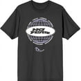 thumbnail image 1 of No Fear Lavender Grid Globe With Logo  Adult Charcoal Crew Neck Short Sleeve Tee-XS, 1 of 2