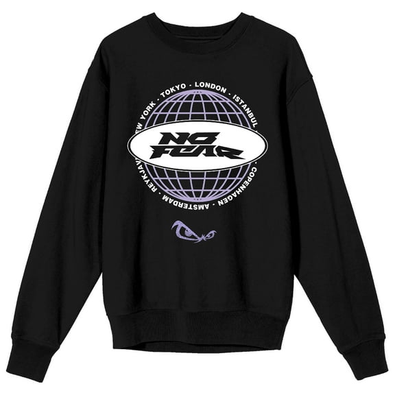 No Fear Oval Logo Adult Black Crew Neck Long Sleeve Sweatshirt-Large