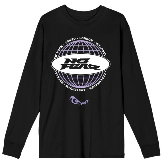 No Fear Oval Logo Adult Black Crew Neck Long Sleeve Tee-Medium