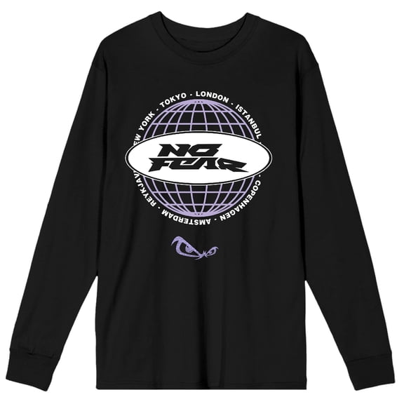 No Fear Oval Logo Adult Black Crew Neck Long Sleeve Tee-XL