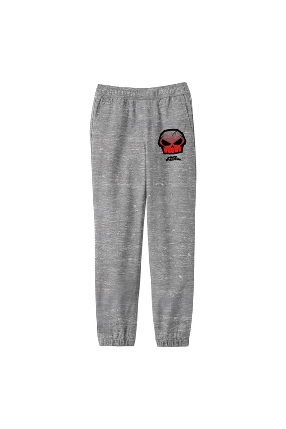 No Fear Red Skull Logo Boys' Heather Gray Jogger Pants-Large