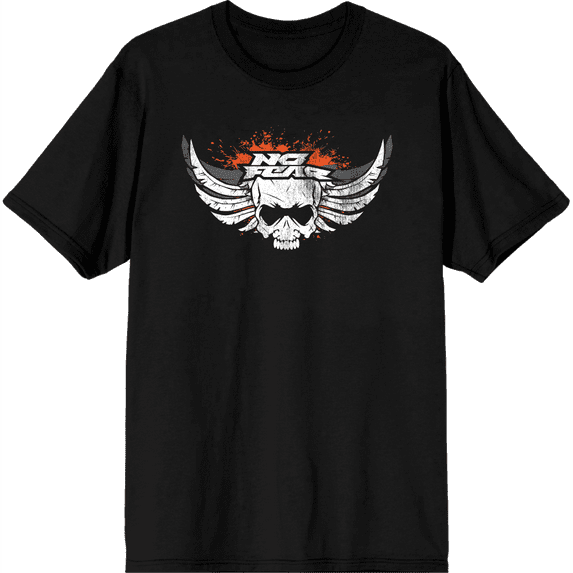 No Fear Skull With Wings Logo Adult Black Crew Neck Short Sleeve Tee-Small