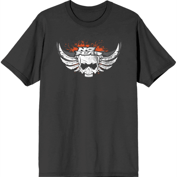 No Fear Skull With Wings Logo Adult Charcoal Crew Neck Short Sleeve Tee-3XL