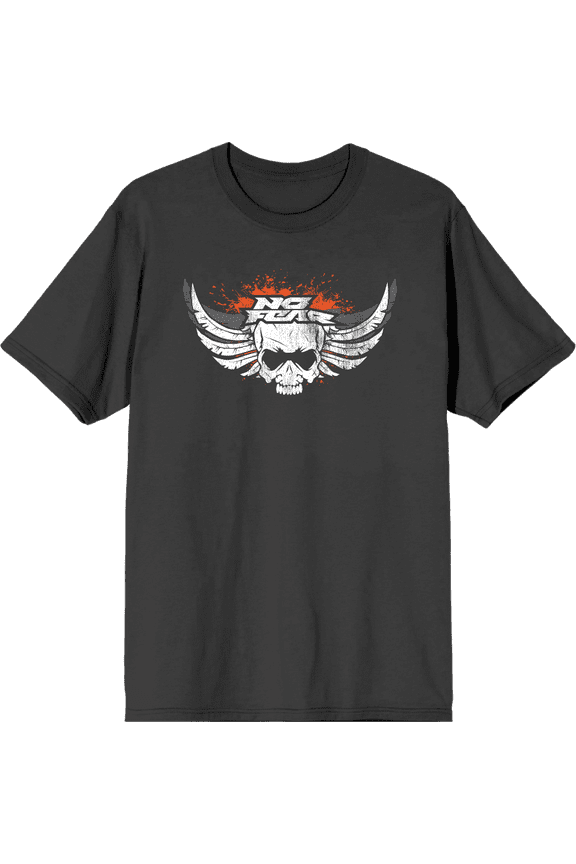 No Fear Skull With Wings Logo Adult Charcoal Crew Neck Short Sleeve Tee-Medium