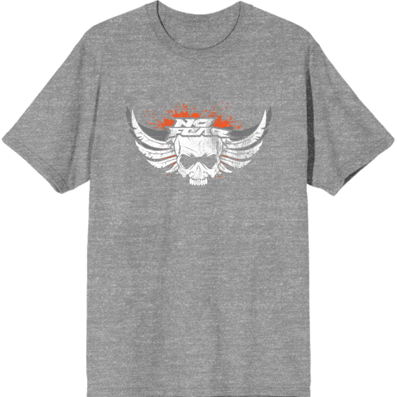 No Fear Skull With Wings Logo Adult Heather Gray Crew Neck Short Sleeve Tee-Medium