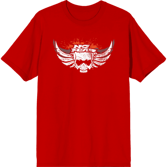 No Fear Skull With Wings Logo Adult Red Crew Neck Short Sleeve Tee-3XL