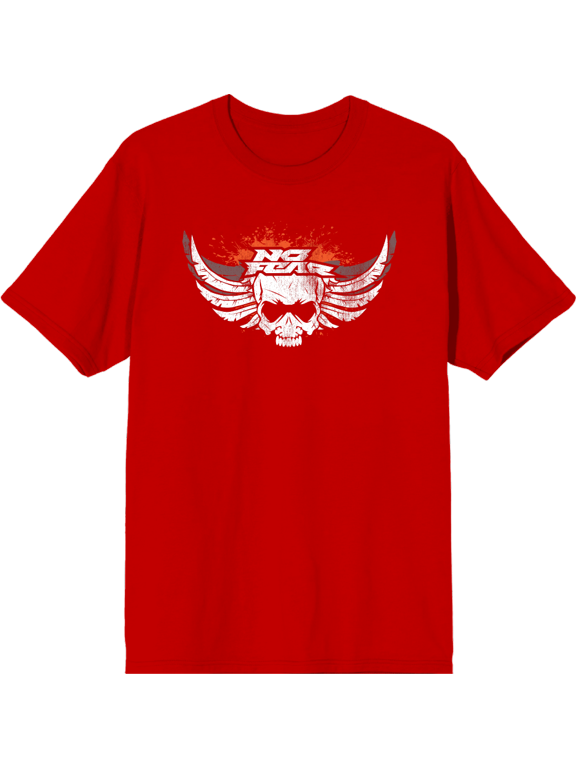No Fear Skull With Wings Logo Adult Red Crew Neck Short Sleeve Tee-Medium