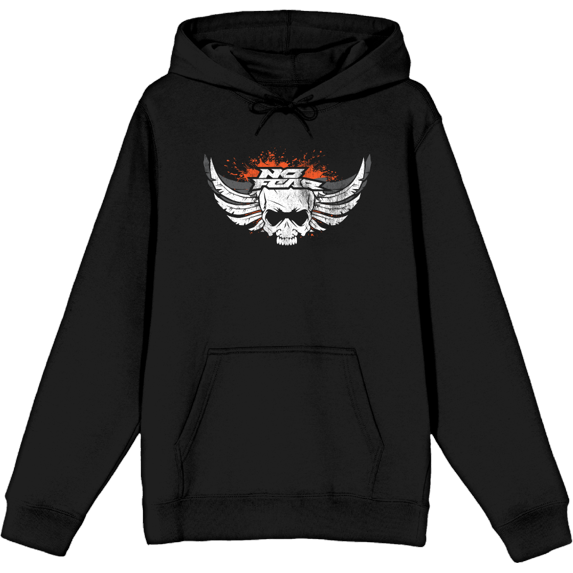 No Fear Skull With Wings Vintage Logo Adult Black Long Sleeve Hoodie-XXL