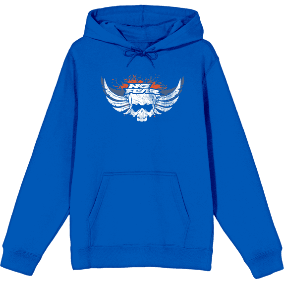 No Fear Skull With Wings Vintage Logo Adult Blue Long Sleeve Hoodie-3XL