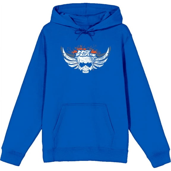 No Fear Skull With Wings Vintage Logo Adult Blue Long Sleeve Hoodie-XL