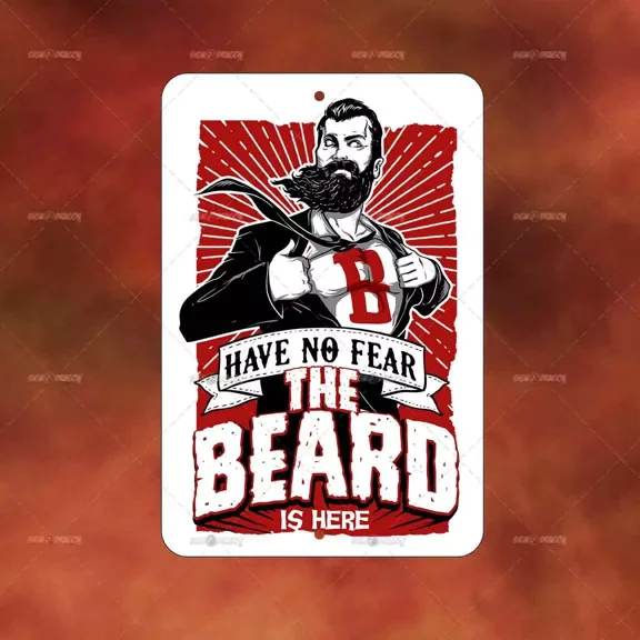 No Fear The Beard Is Here Metal Sign Home Room Wall Art Gift Decor Funny A480