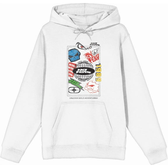 No Fear Unleash Bold Adventures Adult White Long Sleeve Hoodie-Medium