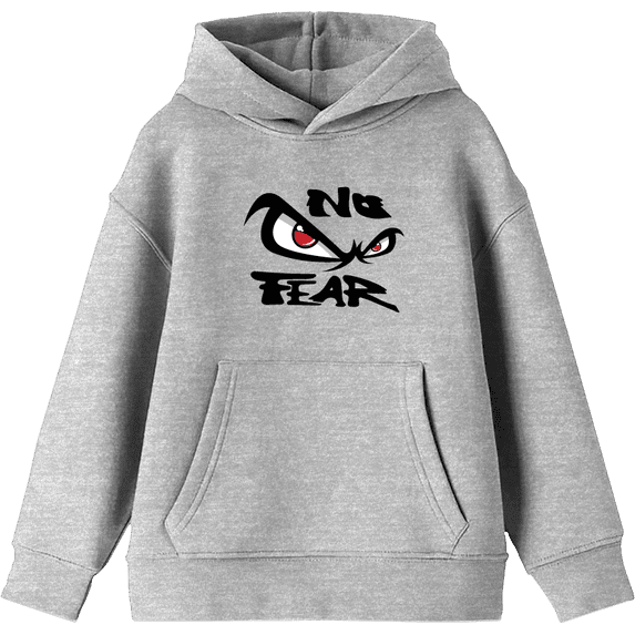 No Fear with Eyes Youth Heather Gray Long Sleeve Hoodie-Small