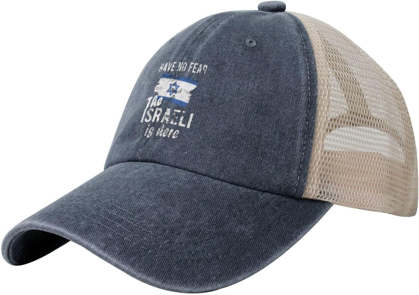 No Fears The Israeli Is Here Hat Summer Mesh Back Baseball Cap Unisex Washed Distressed Cotton Denim Trucker Hats Walmart