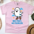 thumbnail image 1 of No Feet No Problem Ghost Graphic Tee | Funny Cute T-Shirt for Women, Light Pink, Size 3XL, 1 of 6