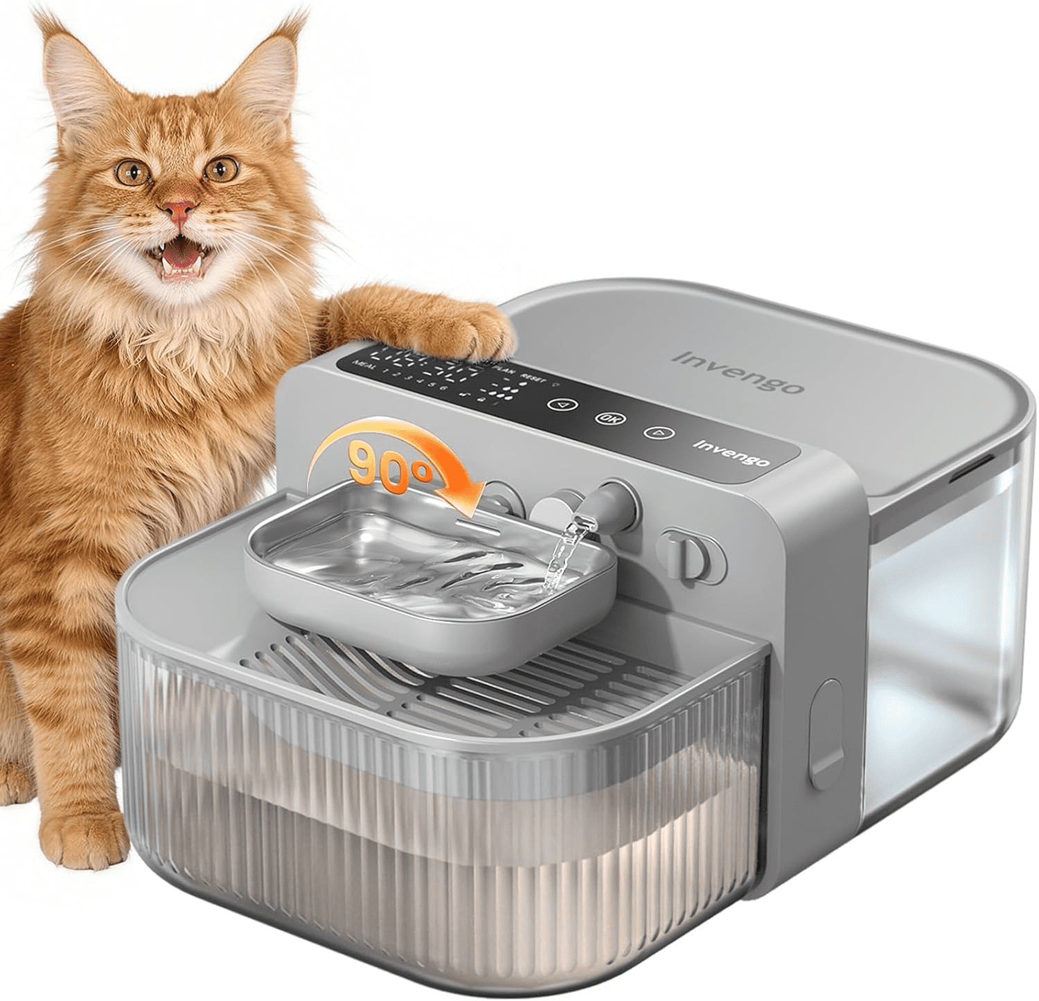 No-Filter Wireless Cat Water Fountain, 3.5L Stainless Steel Pet ...