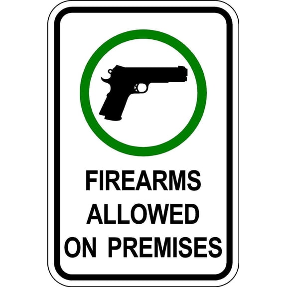 No Firearms On Property - 12 x 18 Safety/Security Sign. A Real Sign. 10 Year 3M Warranty