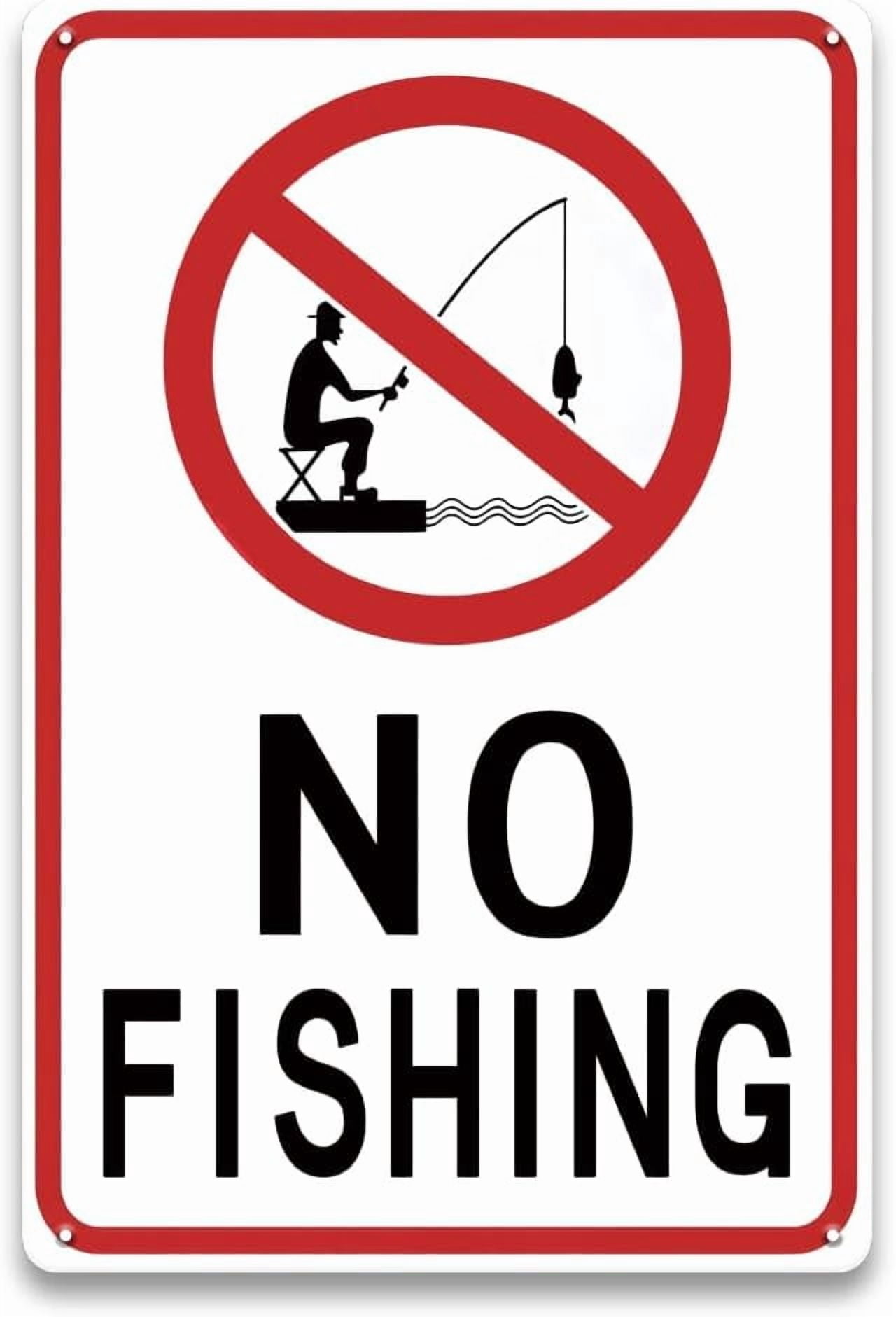No Fishing Sign, 8 x 12 inch Metal Aluminum Sign for Private Property ...