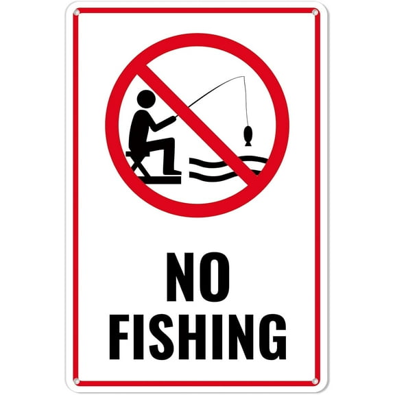 No Fishing Sign, Aluminum Sign Metal Aluminum Rust FreePre-Drilled Holes, Weather Resistanthigh-quality printingbright colors,812 inch