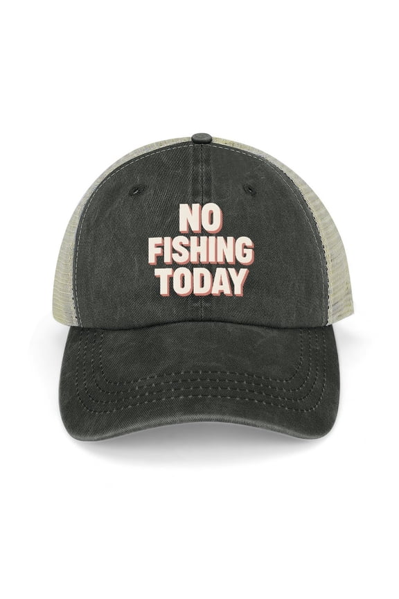 No Fishing Today Black Baseball Cap for Men Women, Adjustable Snapback Hats Trucker Hat