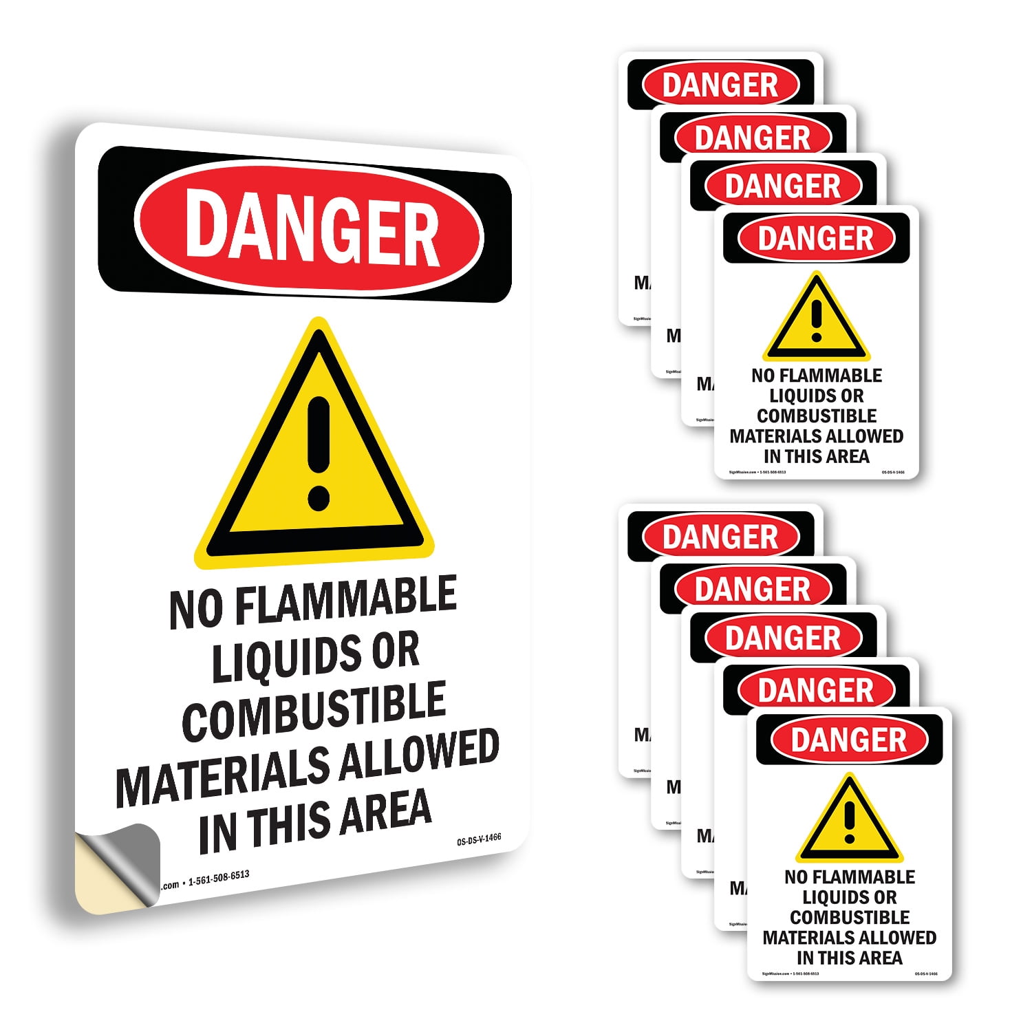 No Flammable Liquids OSHA Danger Vinyl Decal Label 18 Inch x 12 Inch ...