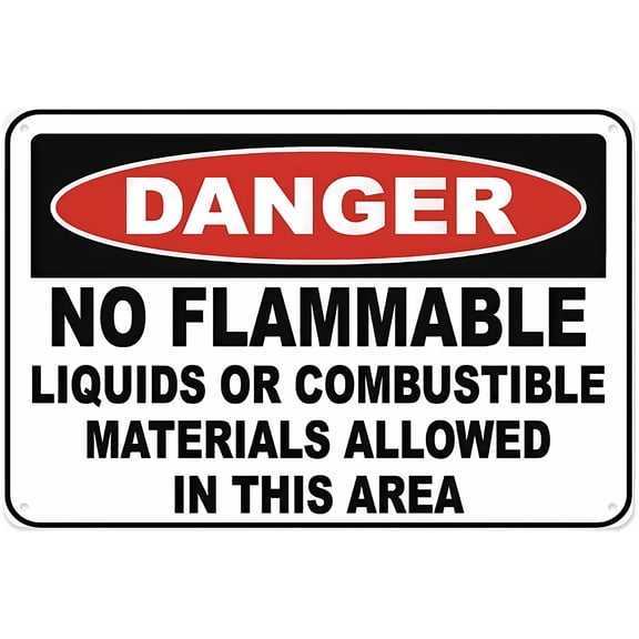 No Flammable Liquids Tin Sign - 8"x12" Vintage Metal Warning Sign for Home Farm Bar Coffee Shop Club, Liquid Storage, Fire Prevention, Wall Decor