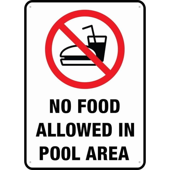 No Food Allowed In Pool Area 8"X12" Rust FreeOutdoor, For Home, Business, Yard Wall Decor Metal Tin Sign