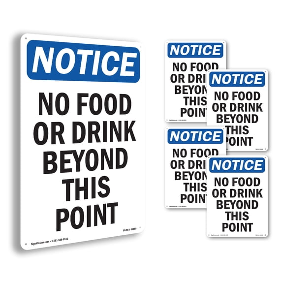 No Food Or Drink Beyond This Point OSHA Notice Rigid Plastic Sign 18 ...