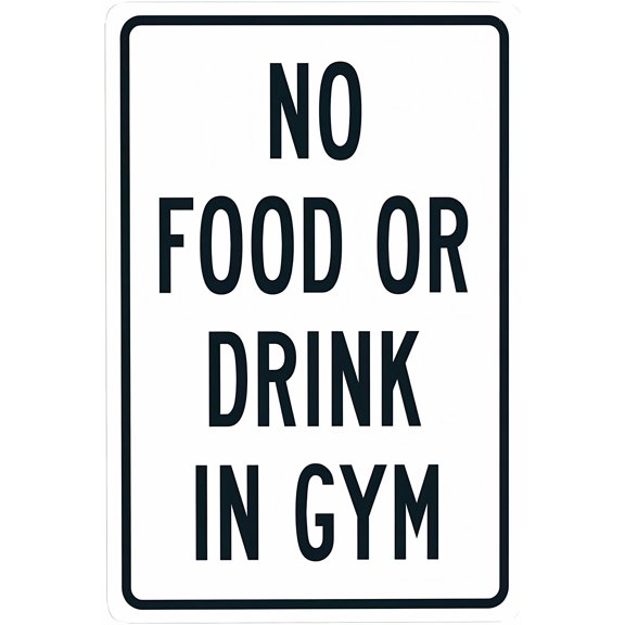 No Food Or Drink In Gym Metal Warning - 8"x12" Room Caution Security Poster, Gym Hygiene Decor for Home Bar Kitchen Coffee Man Cave Garage