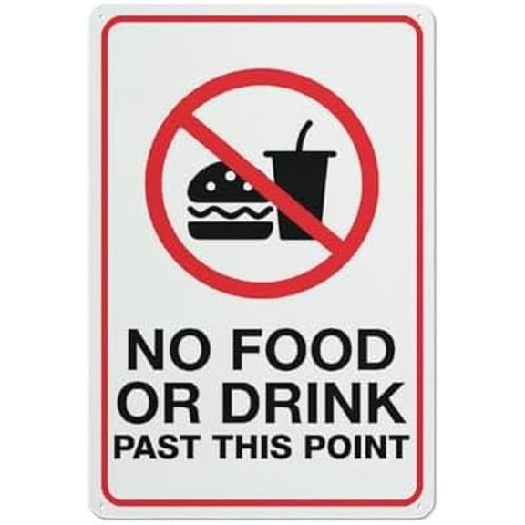 No Food Or Drink Past This Point Sign For House 12"" X 8"" Yard Sign, Premium Aluminum, Sun-Proof, Rust-Free
