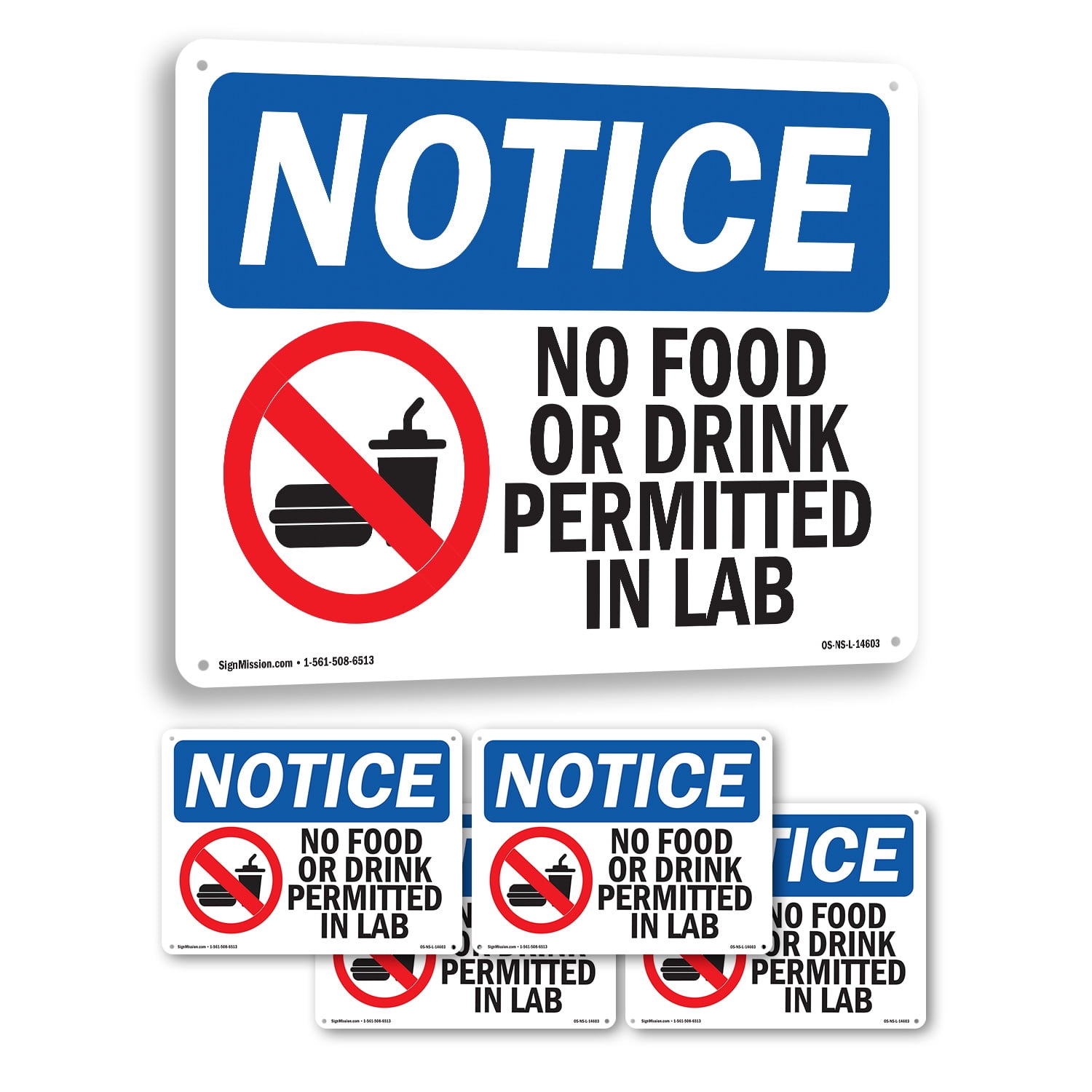 No Food Or Drink Permitted In Lab OSHA Notice Rigid Plastic Sign 18 ...