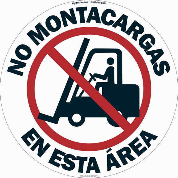 No Forklifts Spanish Non-Slip Floor Marker | 12 Pack of 16" Circle Vinyl Decal | Protect Your Business, Work Place & Customers |  Made in The USA