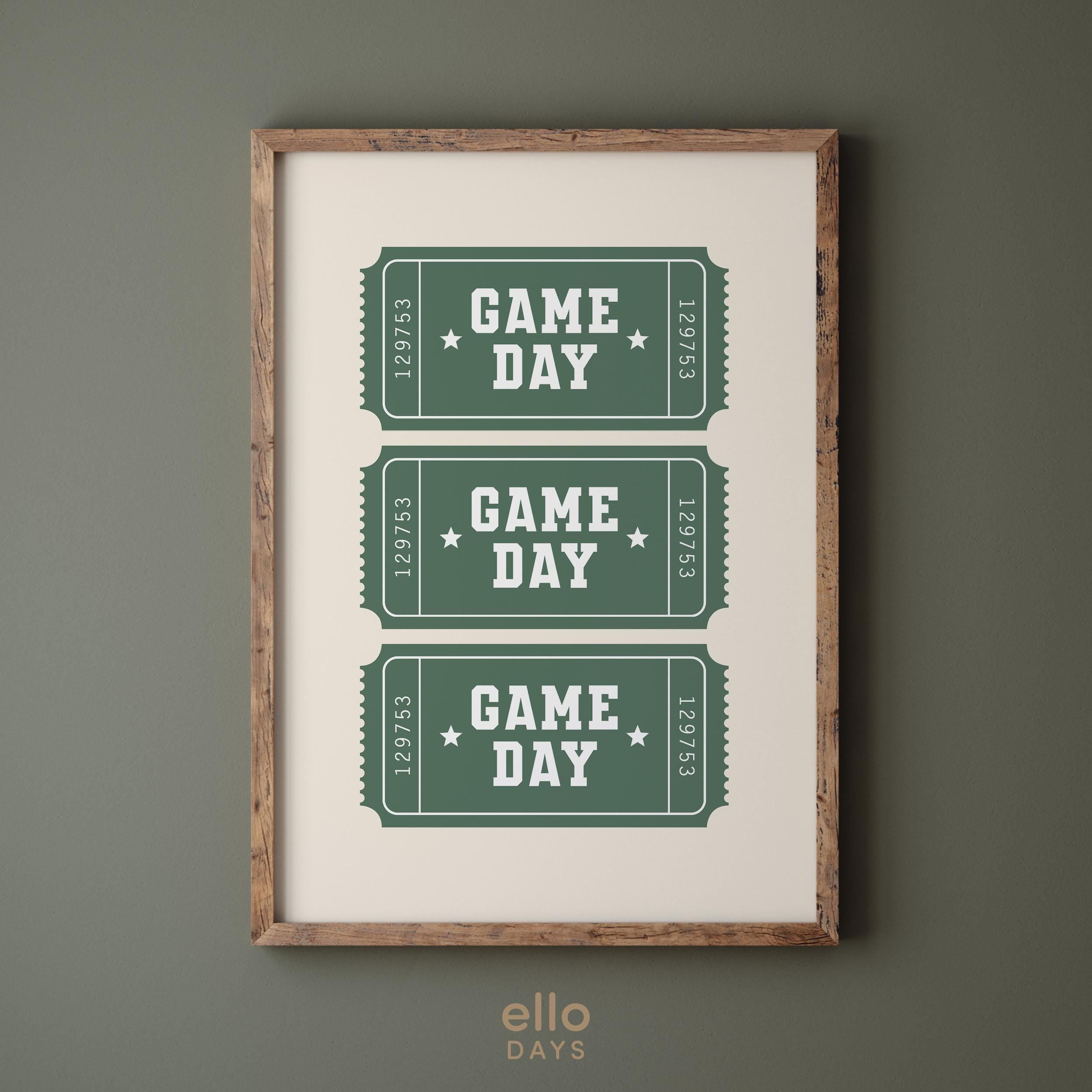 ( No Frame) Game Day Sports Wall Art Print, Vintage Ticket Print Wall ...