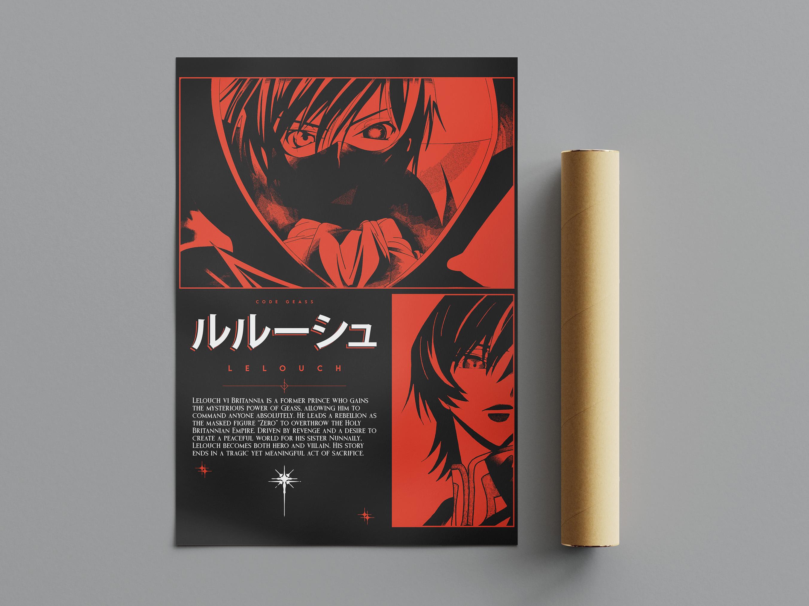 (No Frame) Lelouch Lamperouge Poster, Code Geass Poster, Minimalist ...