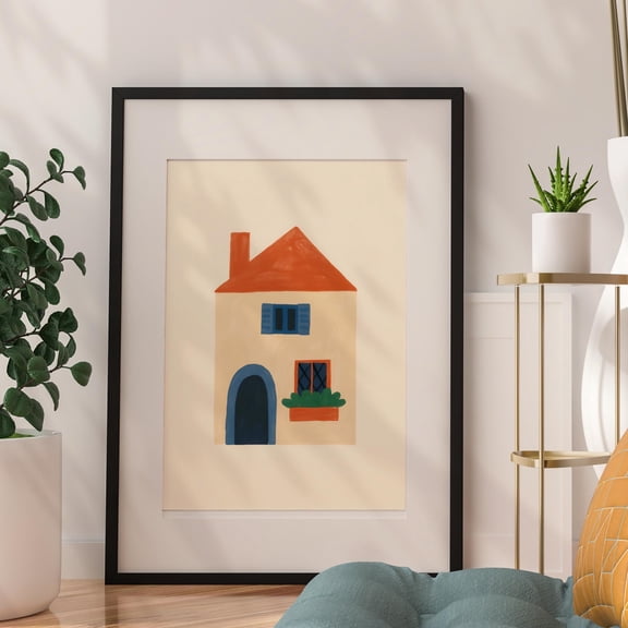 (No Frame) Nursery wall art House illustration decor Whimsical decor nursery eclectic nursery house poster Retro art