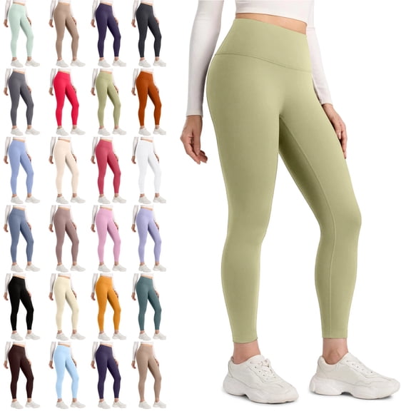 No Front Seam Yoga Leggings- High Waisted Womens Lounge Pants Pilates Workout Athletic Soft Green XXL