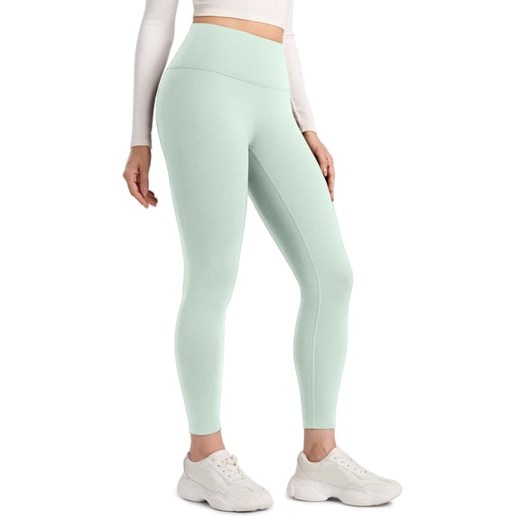 No Front Seam Yoga Leggings - High Waisted Womens Lounge Pants Pilates Workout Athletic Soft Light Green XL
