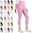 thumbnail image 1 of No Front Seam Yoga Leggings- High Waisted Womens Lounge Pants Pilates Workout Athletic Soft Pink M, 1 of 5