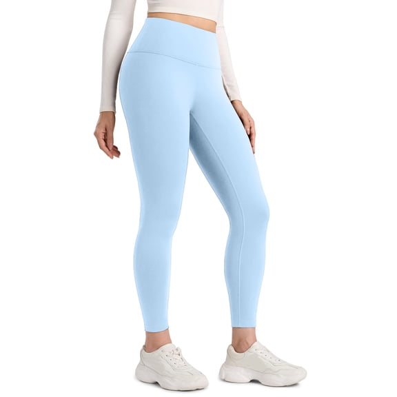 No Front Seam Yoga Leggings - High Waisted Womens Lounge Pants Pilates Workout Athletic Soft Sky Blue XL