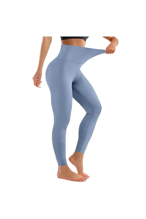 No Front Seam Yoga Leggings for Women - 22" / 23" High Waist Buttery Soft Lounge Yoga Pants Blue S