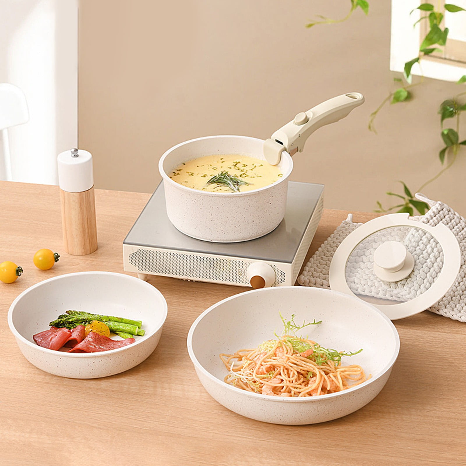 No Fry Pan Small Frying Pan Ceramic Nonstick Flat Cooking Pan for